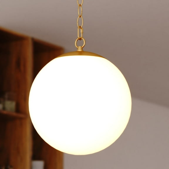 Linden 1L Gold Brass Mid-Century Modern Pendant Light White Globe Glass