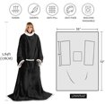 thumbnail image 7 of Microplush Sherpa Blanket with Sleeves for Women and Men Black, 7 of 7