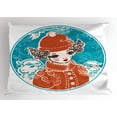 thumbnail image 1 of Girls Pillow Sham, Little Girl with Hairstyle Imitating Horns and Sheep in Round Frame, Decorative Standard Queen Size Printed Pillowcase, 30 X 20 Inches, Rust Sky Blue Seal Brown, by Ambesonne, 1 of 2