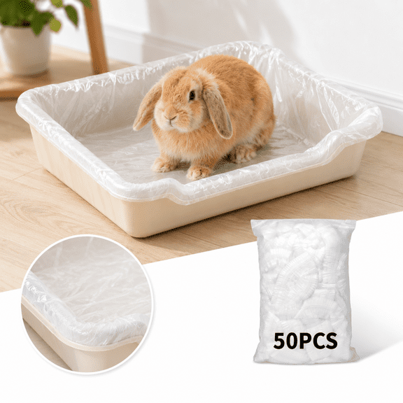 50‑Count Disposable Small Animal Cage Liners, Quick Clean Litter Pan Bags for Rabbit, Guinea Pig, Ferret, Chinchilla
