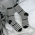 thumbnail image 5 of Rateoe Black And White Stripes for Women Casual Calf Socks - Cute Crew Socks - Thin Soft Above Ankle Socks Size 5-11, 5 of 6