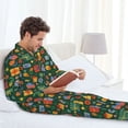 thumbnail image 6 of Honeii Christmas Gift Pattern Mens Pajamas Set,2pcs Men's Lounge Long Sleeve Sleep Shirt and Pajama Bottoms Sleepwear Set,Mens Pjs Sets-Small, 6 of 7