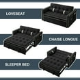 thumbnail image 3 of Muumblus Small Foldable Loveseat, 2 Seater Convertible Futon Sofa Bed, Adjustable Backrest, Velvet Couch, Black, 3 of 12