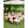 thumbnail image 3 of Outdoor Tablecloth with Umbrella Hole & Zipper, Red Spring Floral Rectangle Tablecloth 60x120 Inch, Vintage Summer Botanical Flowers Patio Table Cover Waterproof Table Cloth for Picnic/Party, 3 of 7
