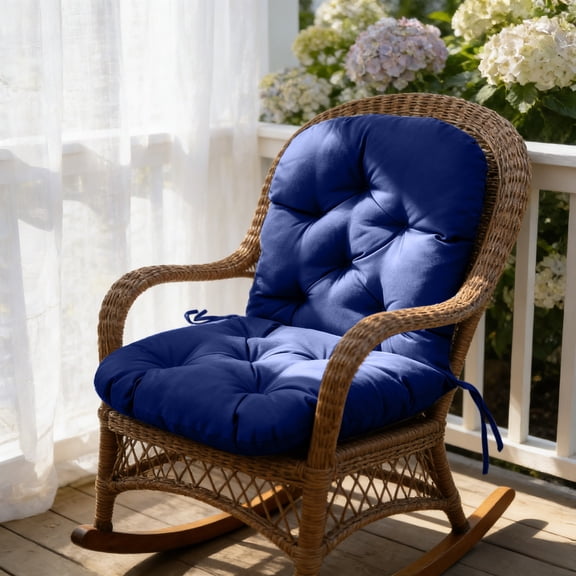 Yhmxh Tufted High Back Chair Cushion with Ties, 47.24"x23.62" Thickened Seat Pad for Indoor Outdoor, Waterproof Patio Chair Cushion Weather Resistant Patio Rocking Pads for Dining Chair, Porch