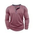 thumbnail image 4 of Riecok Henley Shirts for Men Crewneck Long Sleeve Half Button Fall Casual Fashion Basic Tops with Pocket Red 2XL, 4 of 8