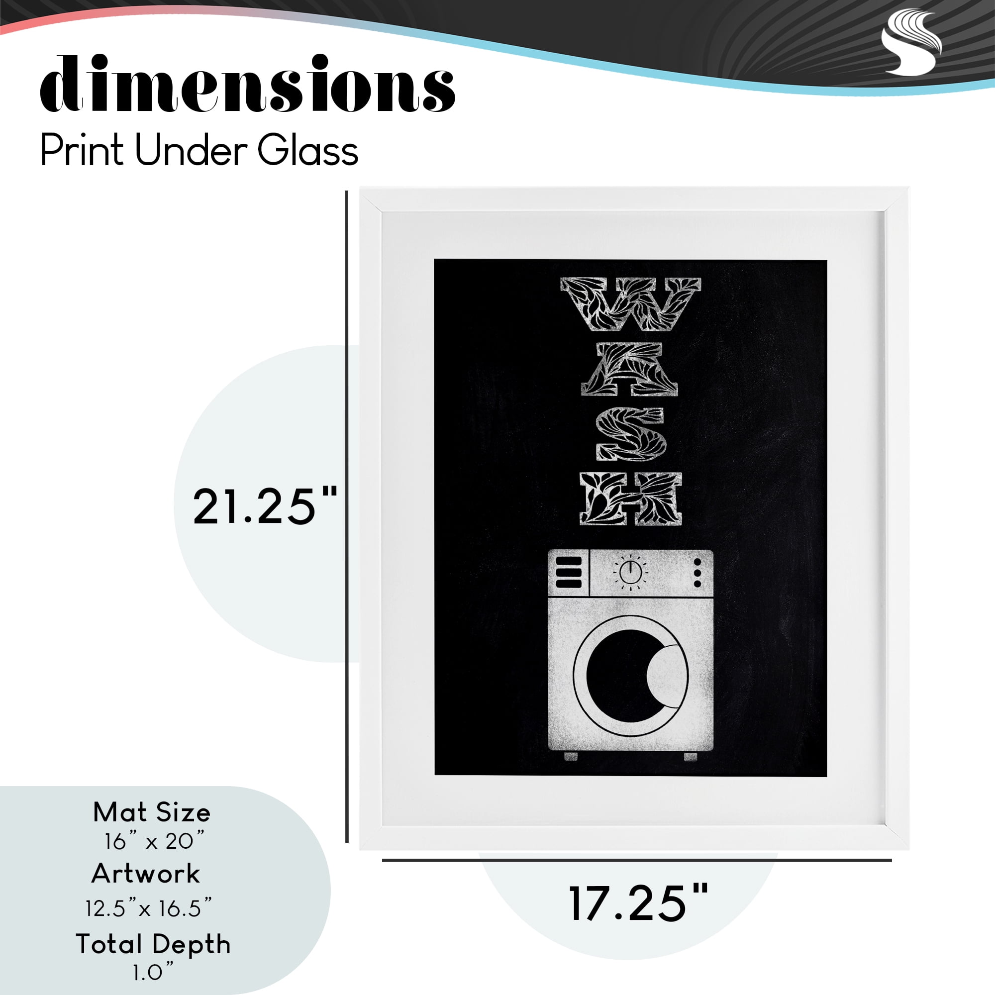 Laundry Wash Ornate Letters White Framed Print Under Glass, design by Marcus Prime