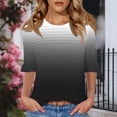 thumbnail image 4 of GERsome Short Sleeve T-Shirts for Women Trendy 3/4 Ruffle Sleeve Crew Neck Loose Fit Shirts Gradient Print Summer Casual Tunic Tops, Sizes S-3XL, 4 of 8