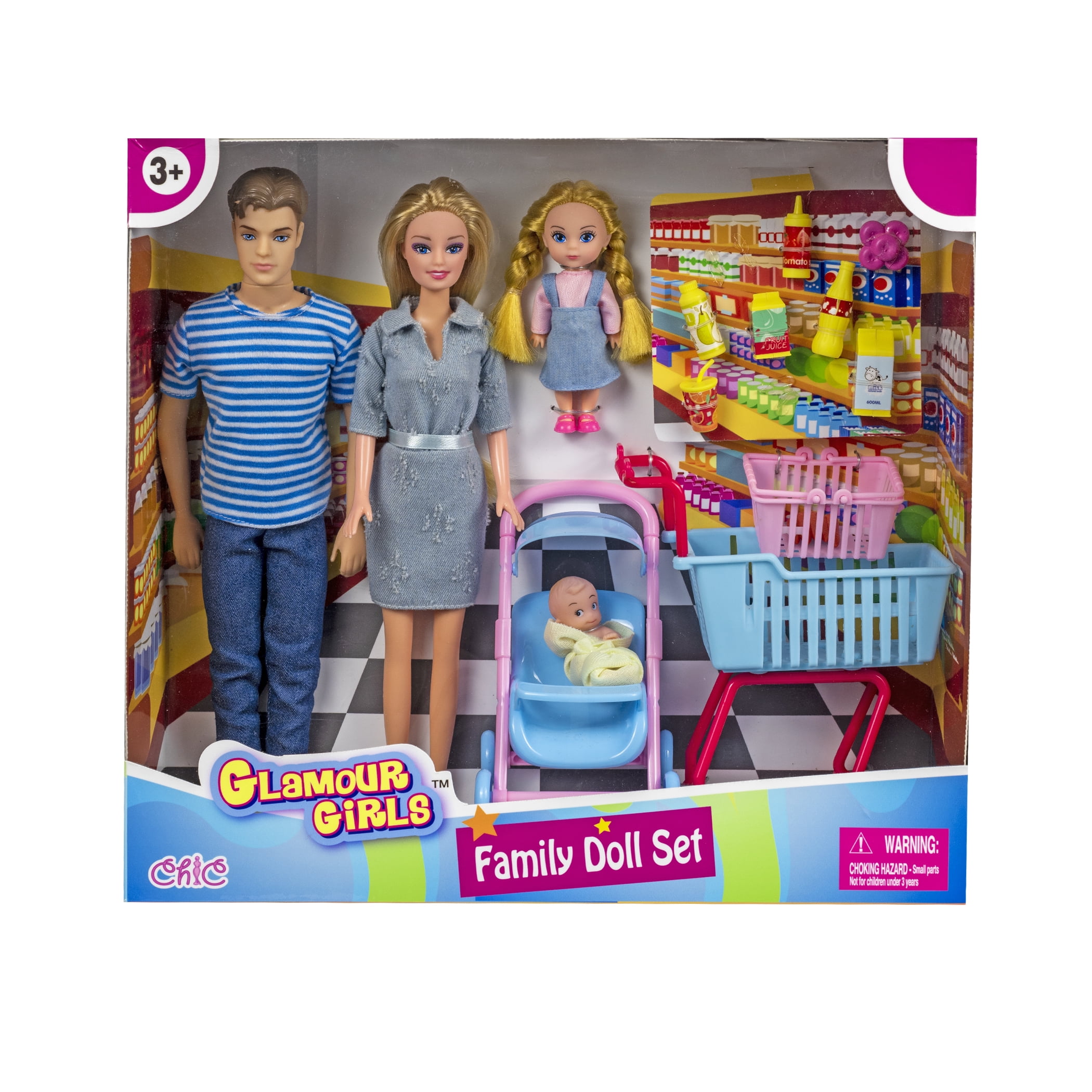 Chic Glamour Girls Family Doll Set with Accessories Fun kids Gift Toy for Toddlers 3 Years and Up Walmart