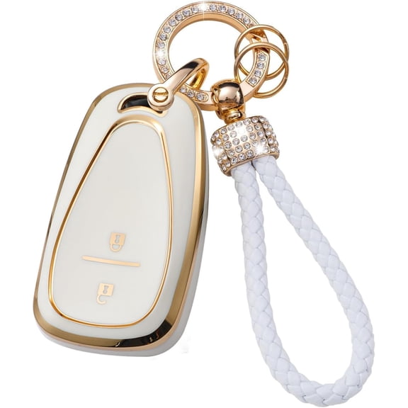Smart Key Fob Cover Fit for Chevy Equinox Spark Trax LT Camaro Malibu Bolt Traverse Keychain with Sparkly Rhinestones Key Holder Full Protection Remote Protector Key Case,A 2 Button