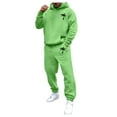 thumbnail image 2 of Men's Suits Product Title for Men Casual Solid Two Piece Hooded Sports Set with Raglan Sleeve Drawstring Pant Set, 2 of 5
