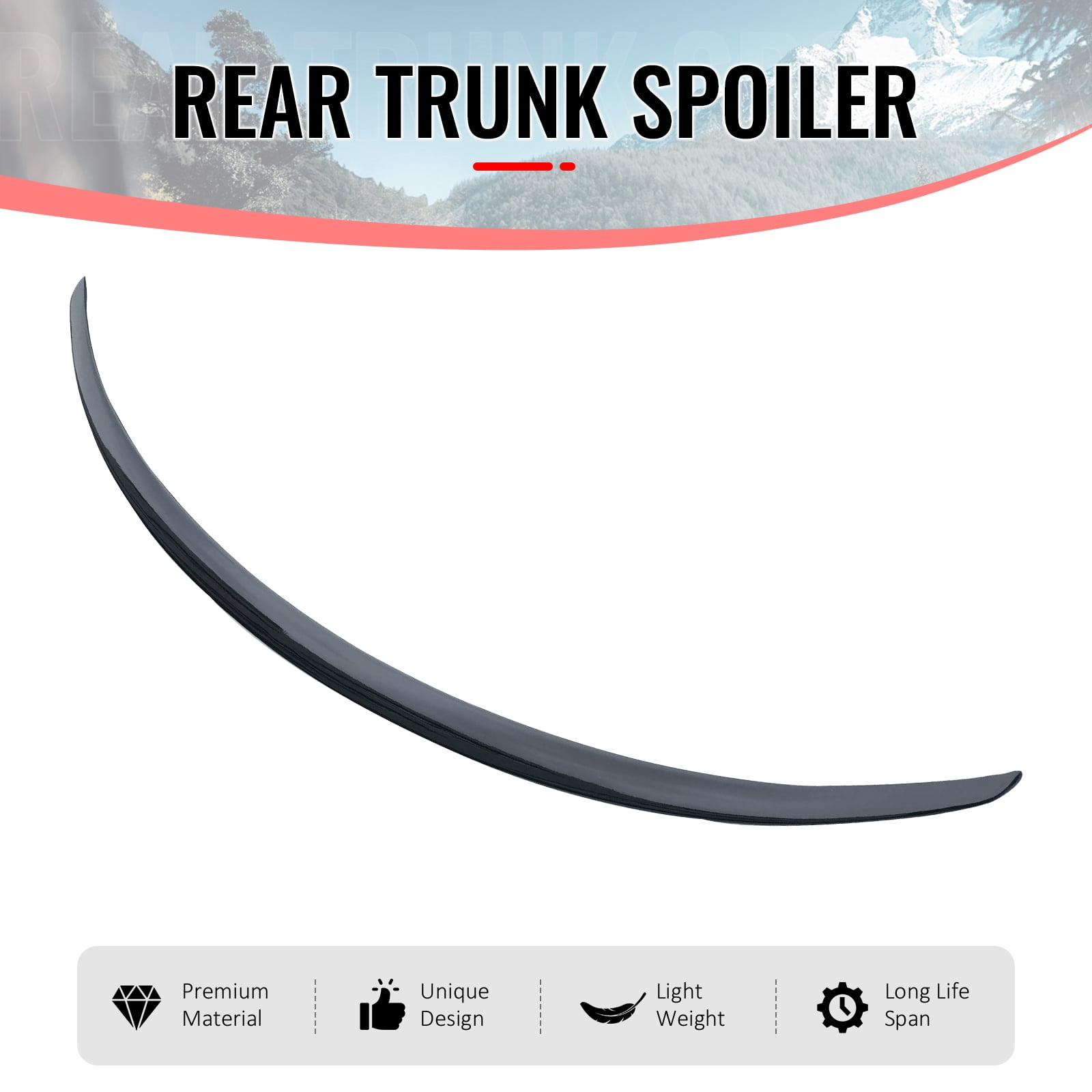 Ikon Motorsports Trunk Spoiler Compatible with 2026 Tesla Model Y Juniper, OE Style Matte Black ABS Plastic Add-on Rear Trunk Lid Spoiler Wing Lip