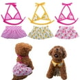 thumbnail image 2 of Dogs Beach Dress for Small Dogs Fashion Puppy Swimwear Flower Print Bikinis Set Swimming Skirt for Bichons Teddydogs, 2 of 9