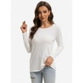 thumbnail image 5 of Womens Long Sleeve Tops Casual Basics Fall Shirts Solid Crewneck T-Shirt, 5 of 6