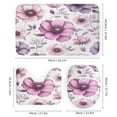 thumbnail image 3 of 4Pcs Shower Curtain Sets with Rugs Shower Curtain Set with Curtain Rug Toilet Cover And U Shaped Mat Vintage Peonies Durable And Waterproof Farmhouse Purple Flower for Bathtub Decor, 3 of 8