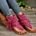 thumbnail image 6 of Miluxas Women's Tassel Gladiator Flip Flops Sandals,Summer Retro Bohemian T-Strap Roman Open-Toe Sandals Casual Beach Flat Clip Toe Ankle Boots Hot Pink 9.5(43), 6 of 9