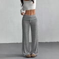 thumbnail image 3 of Women’s Knit Straight-Leg Pants, Soft Stretch Casual Trousers, Lightweight Striped or Solid Lounge Bottoms, High-Waist Relaxed Fit Pants for Daily Wear & Travel, 3 of 6