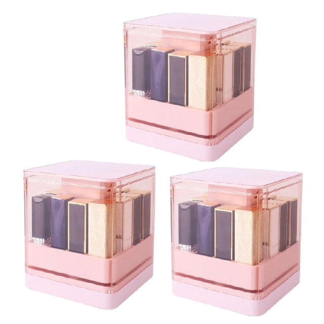 Lipstick 8 Spaces Lipgloss Organizer, Press-Type Automatic Lift Lipstick Free, Storage Dust Cosme Box & Makeup