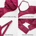thumbnail image 3 of Delimira Women's Balconette Bra Push up Underwire Unlined See Through Demi Bras Plus Size, 3 of 5