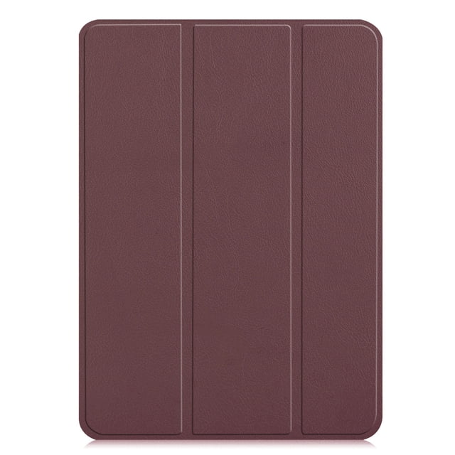 PANDACO Brown Leather Folio Case with Smart Cover for iPad Pro 12.9-inch (2018-2021)