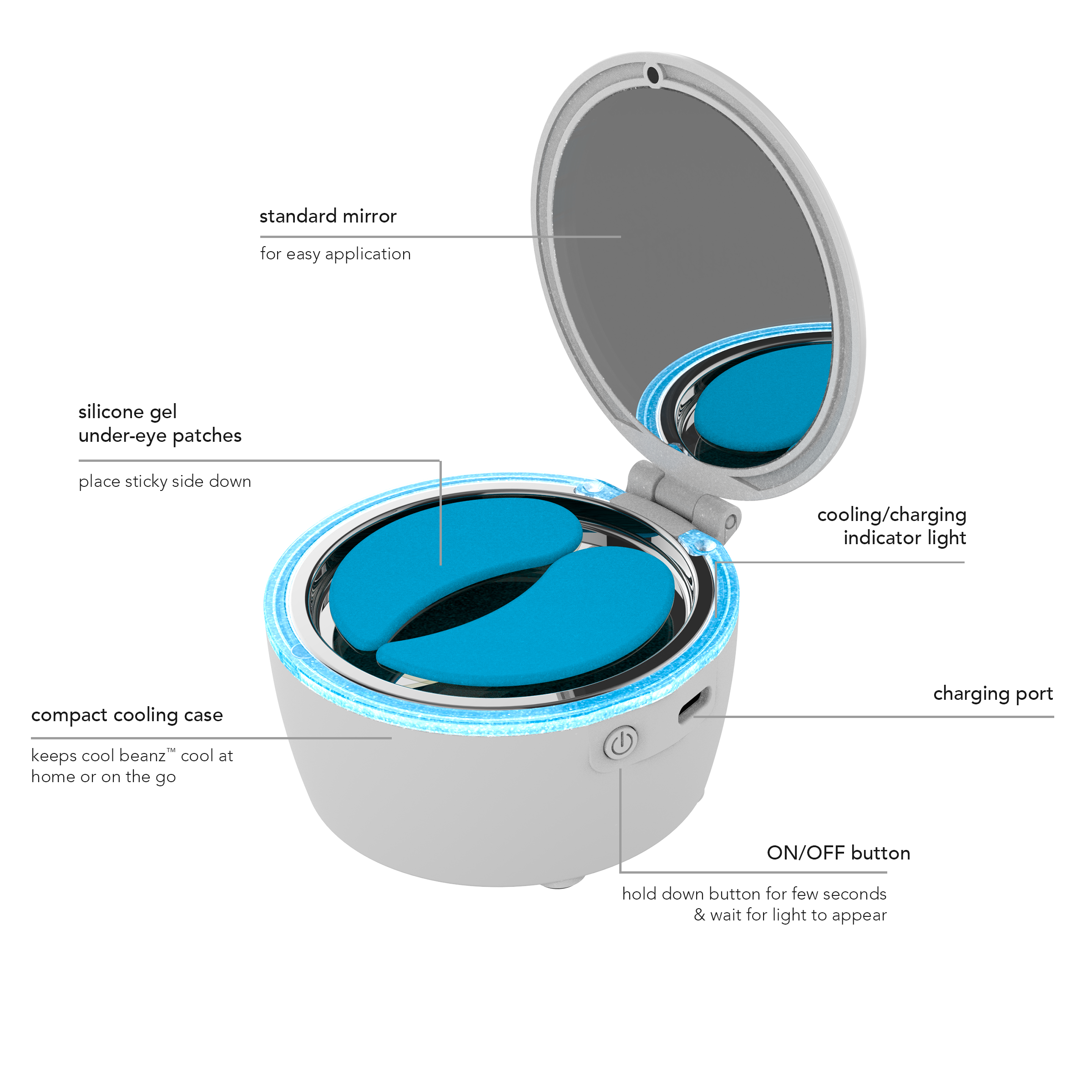 SKN by Conair Cool Beanz Reusable Under Eye Patches, Rechargeable