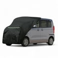 thumbnail image 1 of Cubierta de capó y parabrisas de automóvil Unique Bargains para K CAR Tamaño M 210D algodón sinoquímico 102.76" L con tira reflectante cubierta de protección impermeable al aire libre negra, 1 of 7