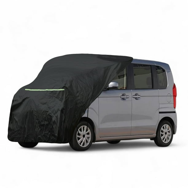 Cubierta de capó y parabrisas de automóvil Unique Bargains para K CAR Tamaño M 210D algodón sinoquímico 102.76" L con tira reflectante cubierta de protección impermeable al aire libre negra
