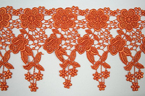 Orange Altotux 4.5 12 Color Dangling Embroidered Floral Venice Lace Trim Guipure By Yd