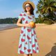 thumbnail image 4 of Balery Watermelon Vestidos sueltos de manga corta para mujer, vestidos de verano 2025, vestidos casuales de corte A con vuelo., 4 of 6