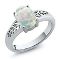 thumbnail image 2 of Gem Stone King 1.00 Ct Oval Cabochon White Simulated Opal 925 Sterling Silver Curl Into Me Ring, 2 of 2