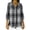 Gray, variant on Women's Oversized Buffalo Plaid Button Shirts Boxy Ruffle Trim 3/4 Sleeve Gingham V Neck Casual Loose Blouse