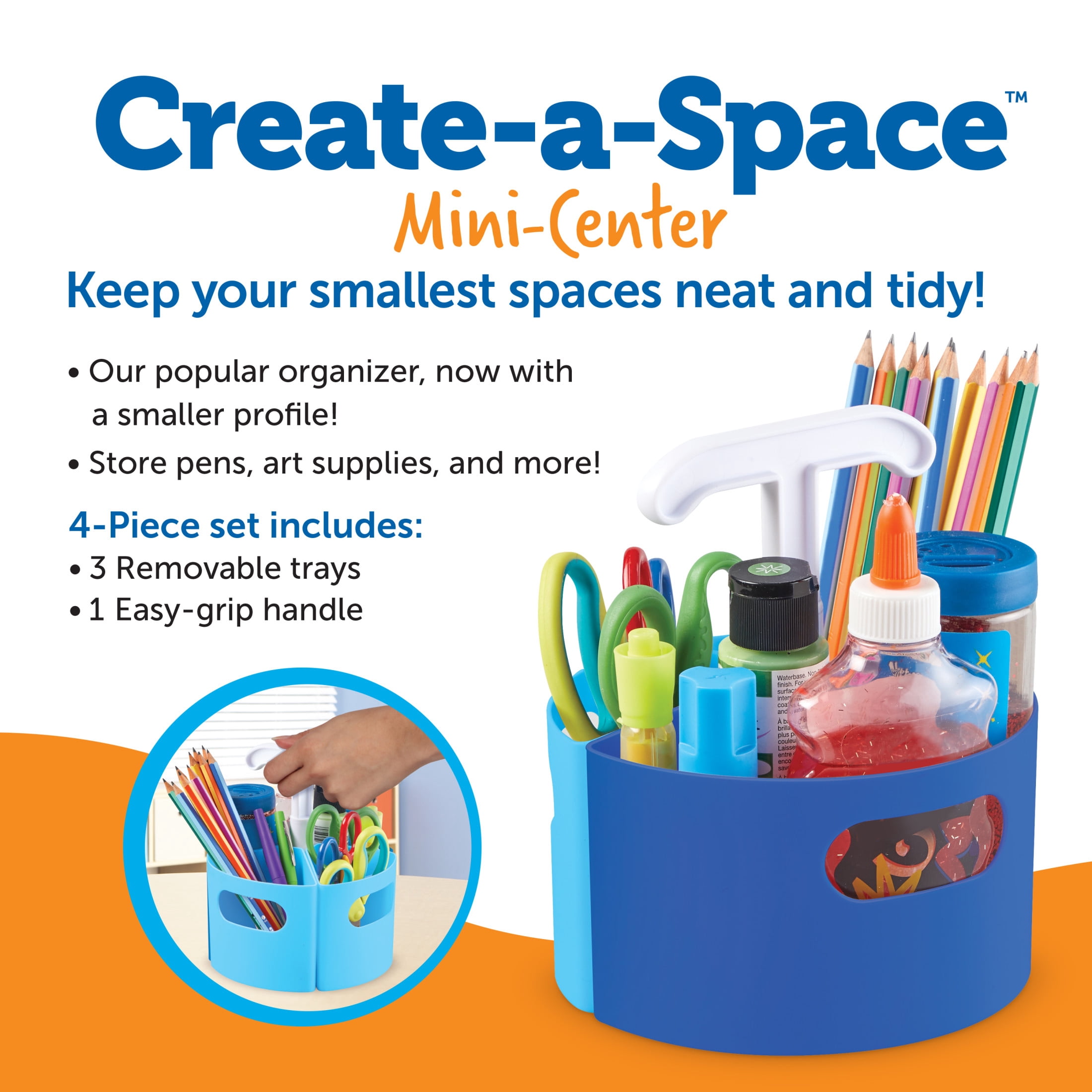 Learning Resources Create-a-Space Storage Mini Center - Blue, Classroom Caddy, 4 Pieces