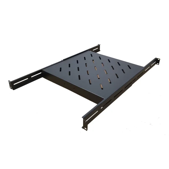 Cables Direct Online 1U 19-Inch Adjustable Depth (17-33") Vented 4-Post Rack Mount Server Shelf, Black