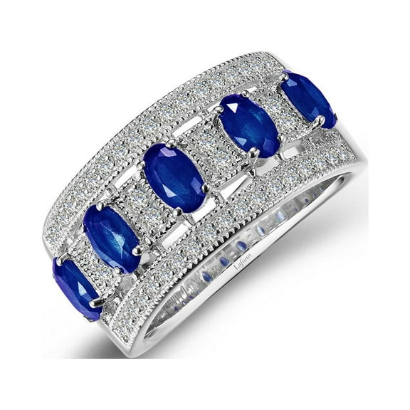Lafonn Classic Sterling Silver Platinum Plated Sapphire Ring (0.69 CTTW)