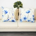 thumbnail image 2 of Floral Throw Pillow Covers 18x18 Set of 2 Spring Summer Outdoor Decor Pillow Cases for Home Couch Decorations Blue, 2 of 6