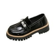thumbnail image 3 of Women's Platform Loafers, Patent Leather Chunky Sole Slip-On Shoes with Rhinestone Buckle, Classic Round Toe Casual Dress Loafers for Daily Wear, Work, School - Black/Wine Red, 3 of 10