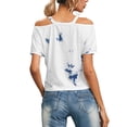 thumbnail image 3 of Womens Tie Dye Shirt Tops Short Sleeve Casual Off Shoulder Summer Tee, 3 of 5