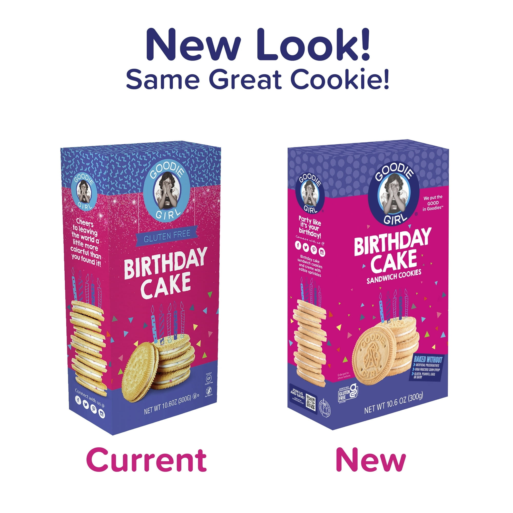 Pack of 6, Goodie Girl Birthday Cake Sandwich Cookies, 10.6 oz