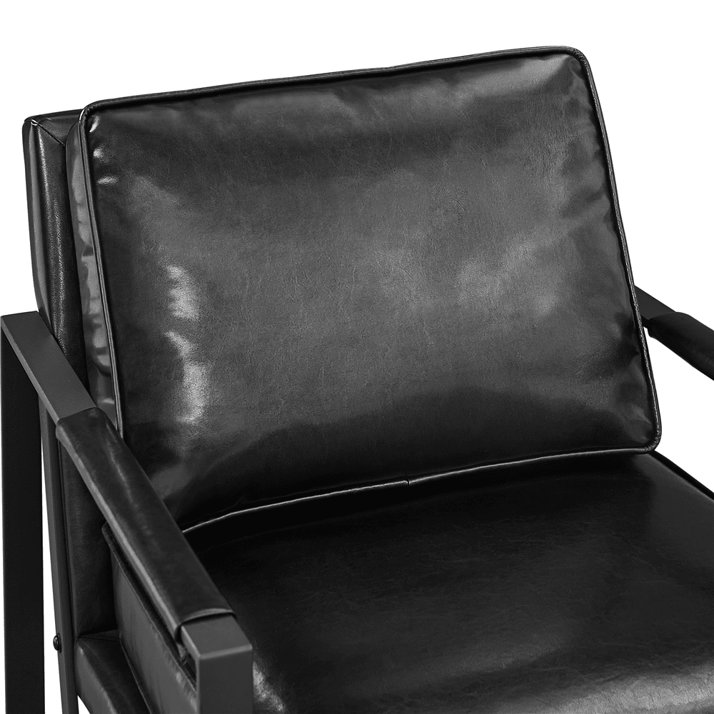 Renwick Mid-Century Modern Upholstered Faux Leather Slipper Chair, Black