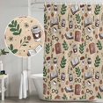 thumbnail image 5 of Tan Coffee Shower Curtain, Waterproof Shower Curtains for Bathroom, Vintage Latte Cafe Books Leaves Flowers Theme Washable Fabric Bathtub Curtain Set Bath Decor with 12 Hooks Standard 72"x72", 5 of 8