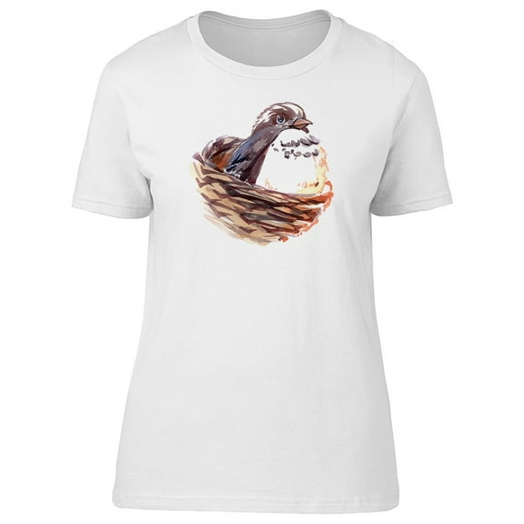 Fluffy Watercolor Bird In A Nest Tee Women's -Image by Shutterstock