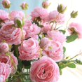 thumbnail image 1 of Peonía artificial de 3 cabezas con núcleo de rosa occidental, decoración para el hogar, boda, pared, flor falsa, 1 of 5