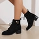 thumbnail image 3 of NECHOLOGY Botas Mujer Adulto Femenino Zapatos Botines de mujer Botas de mujer con perlas a la moda y borlas, botas de tacón grueso con cordones en la parte delantera de ante sólido (Black, 8.5), 3 of 4