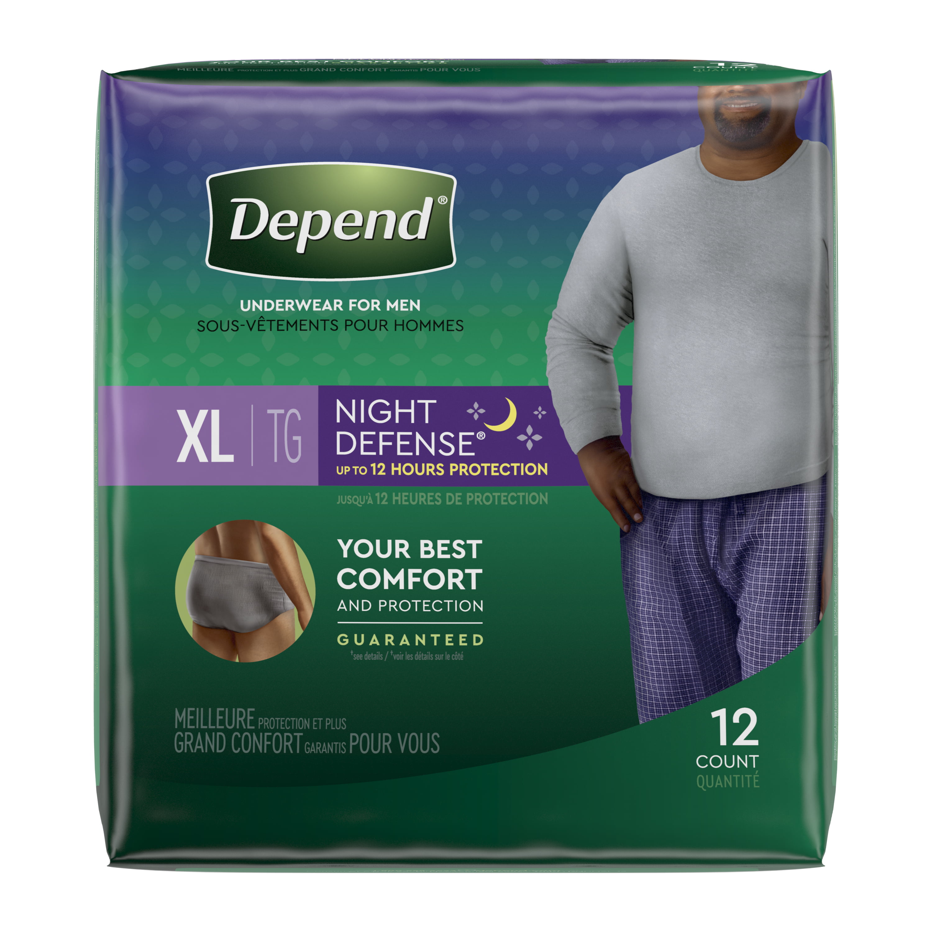 Depend Night Defense Incontinence Underwear for Men, Overnight, Size XL ...