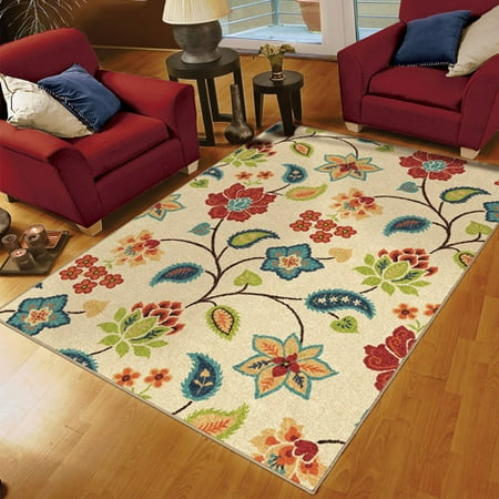 Orian Garden Chintz Woven Olefin Area Rug, Ivory