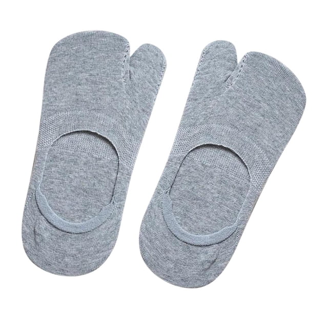 Esquirla Women's Flip Socks Tabi Split Toe Two Toe Low Cut Flat Invisible Socks Gray