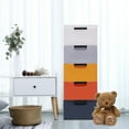 thumbnail image 6 of YIYIBYUS Plastic Storage Cabinet with 5 Drawers, Closet Tall Dresser Clothes Organizer, Playroom Bedroom Furniture Morandi Color, 6 of 11