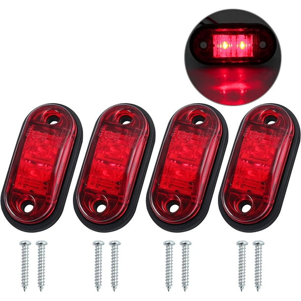 Paquete de 4 luces LED de posición laterales, delanteras y traseras, universales, 12 V/24 V, para coche, camión, remolque, color rojo.