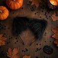 thumbnail image 4 of THOPBPRK Plush Animal Ear Headband for Halloween Costume Party, Furry Cat Hair Accessory for Cosplay, Cute Ear Headpiece for Holiday Festivals and Events, 1Pack Black, 4 of 6