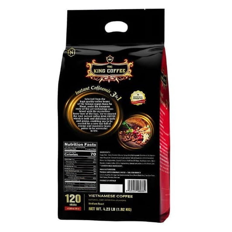 TNI King Coffee, 3-in-1 Instant Coffeemix Sticks, 0.56 oz, 120 ct TNI King Coffee, 3-in-1 Instant Coffeemix Sticks, 0.56 oz, 120 ct